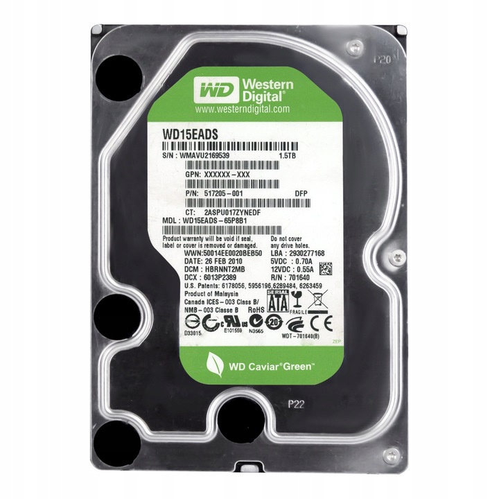Merevlemez 3.5'' WD Caviar Green 1.5TB 5400RPM 32MB SATA II