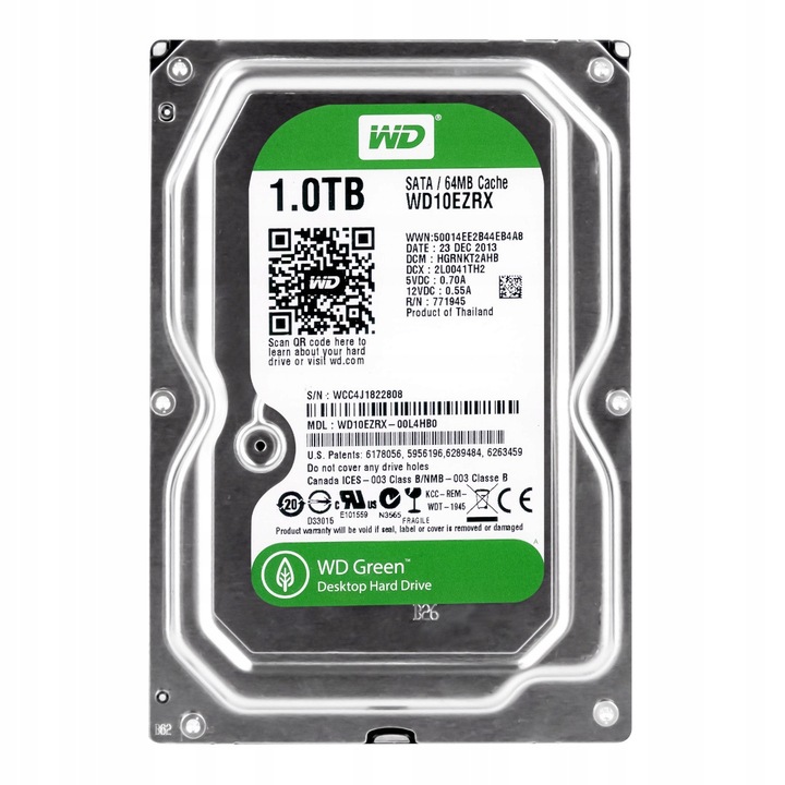 Merevlemez 1TB WD GREEN 3.5" SATA III 5.4K 64MB
