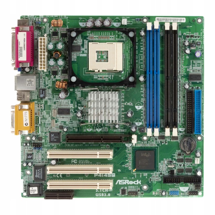 Placa de baza, P4i45G, micro ATX, 4 sloturi RAM, 3 PCI, Socket 478, multicolor