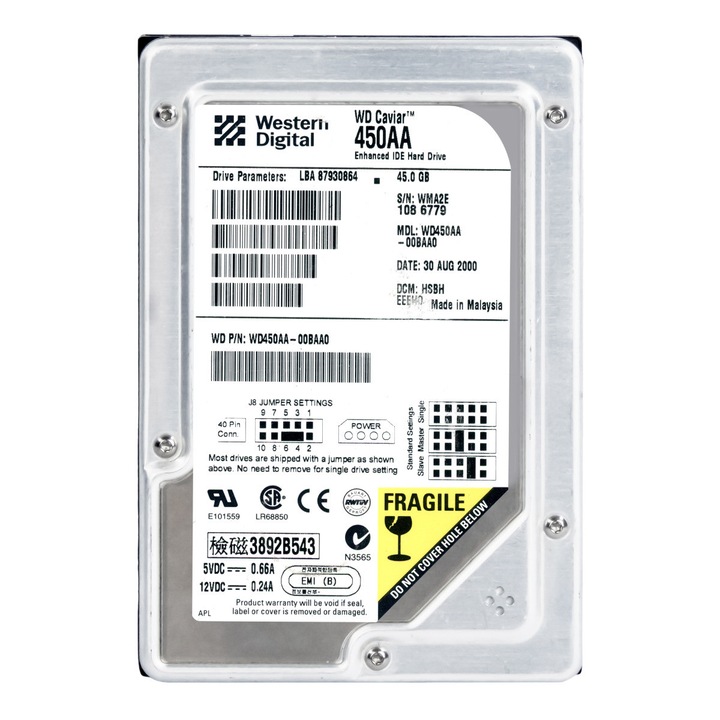 Hard Disk 3.5'' Western Digital CAVIAR 450AA 45GB 5400RPM ATA
