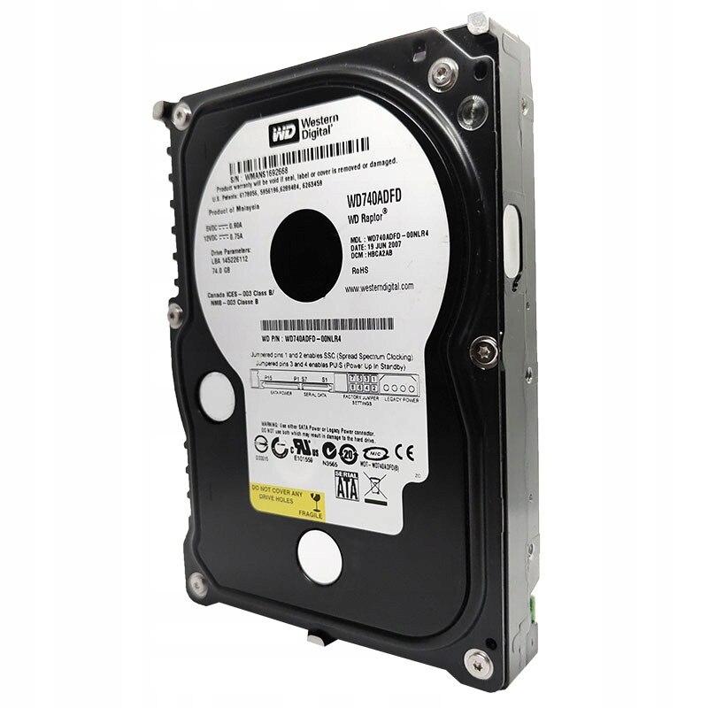 Hard Disk 74GB Western Digital Raptor 10000rpm SATA 3,5