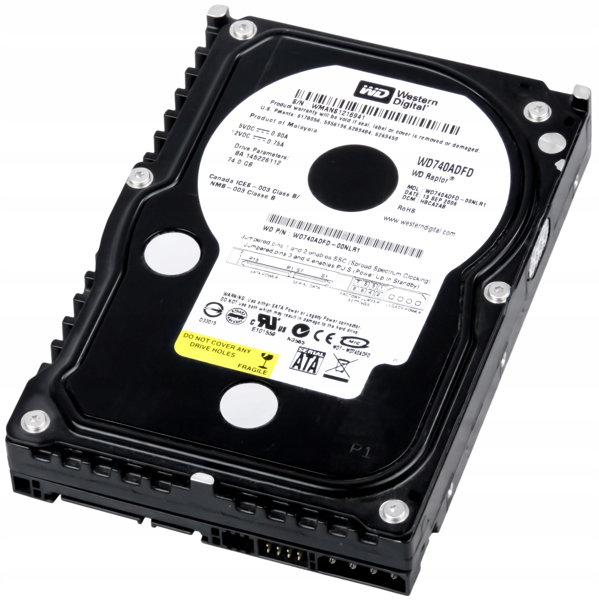 Hard Disk 74GB Western Digital Raptor 10000rpm SATA 3,5
