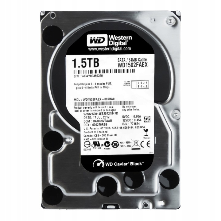 Hard Disk 3.5'' Western Digital Caviar Black 1.5TB 7200RPM 64MB SATA III