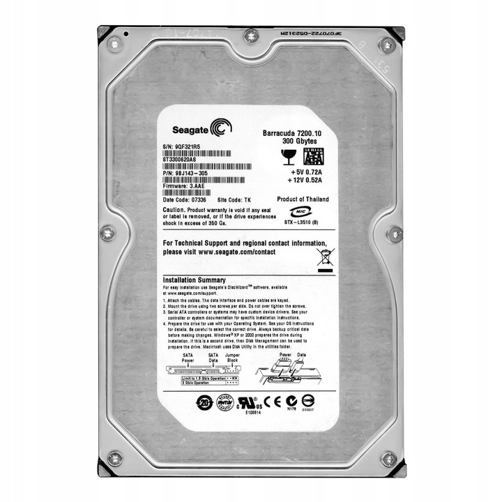 Hard Disk 300GB Seagate Barracuda 7200.10 7.2K 16MB SATA II 3.5''