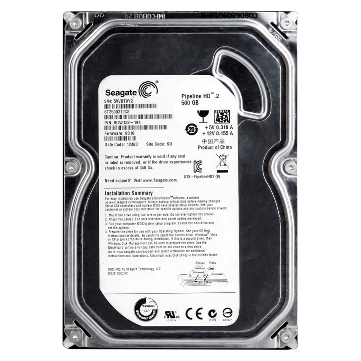 Hard Disk 3.5'' Seagate Pipeline HD.2, 500GB, 5900 RPM, 8MB Cache