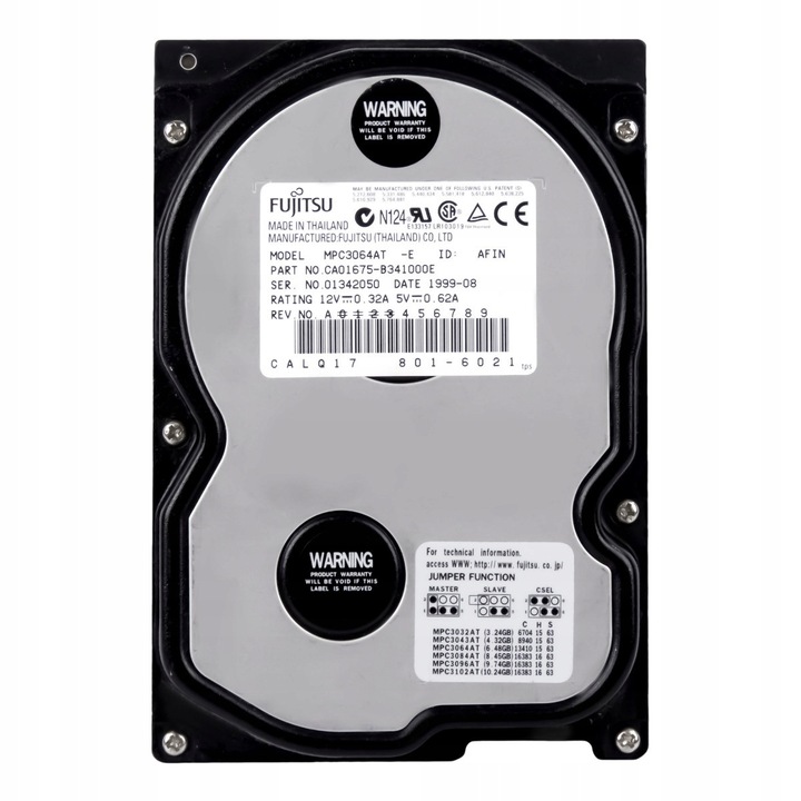 Merevlemez 3.5'' Fujitsu MPC3064AT 6.4GB 5400RPM ATA