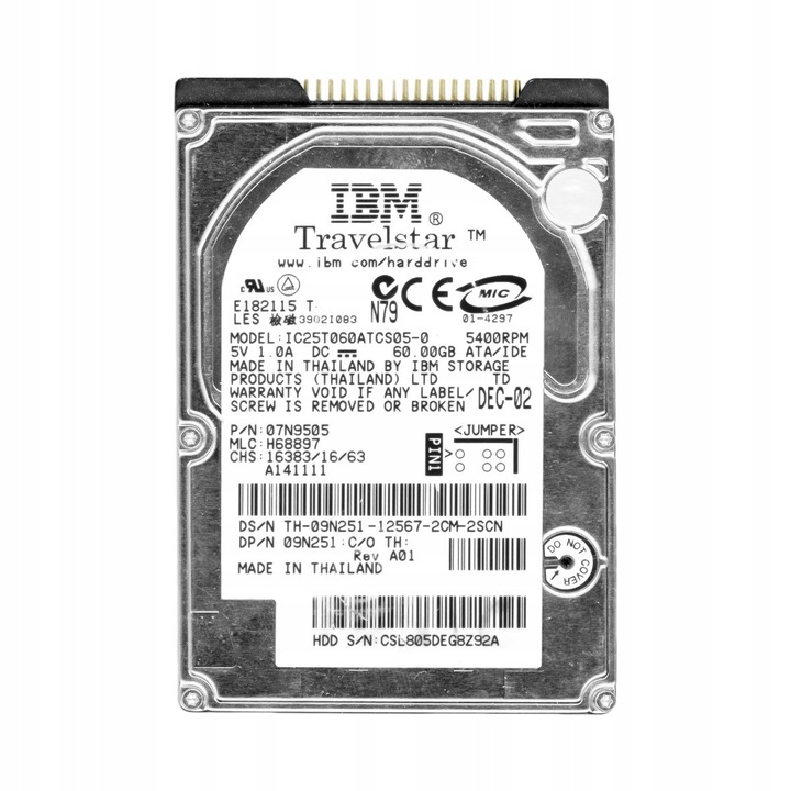 Hard Disk 60GB, IBM, 5400RPM, 2MB, ATA, 2.5''
