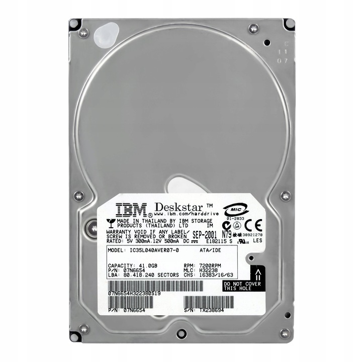 Merevlemez 3.5'' IBM IC35L040AVER07-0 40GB 7200RPM 2MB ATA