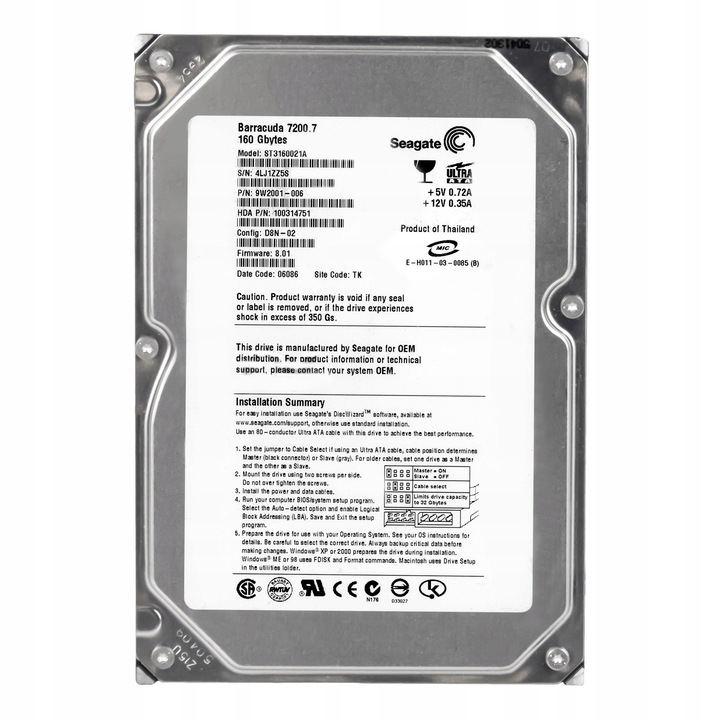 Hard Disk 160GB Seagate 7200Rpm 3.5''