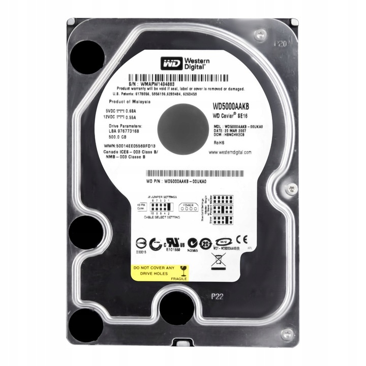 Hard Disk 500GB Western Digital CAVIAR SE16 7200RPM 16MB ATA 3.5''