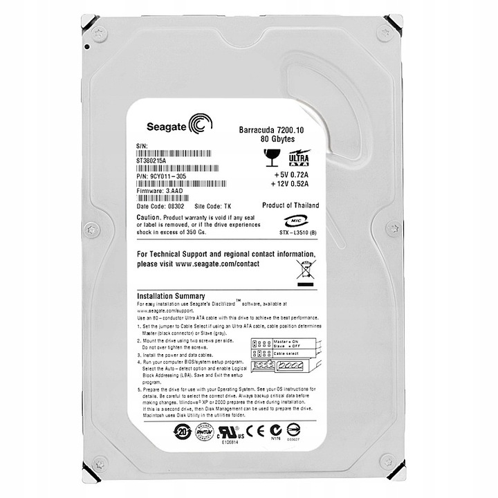 Hard Disk 80GB Seagate Barracuda 7200.10 3.5" ATA 7200RPM 2MB