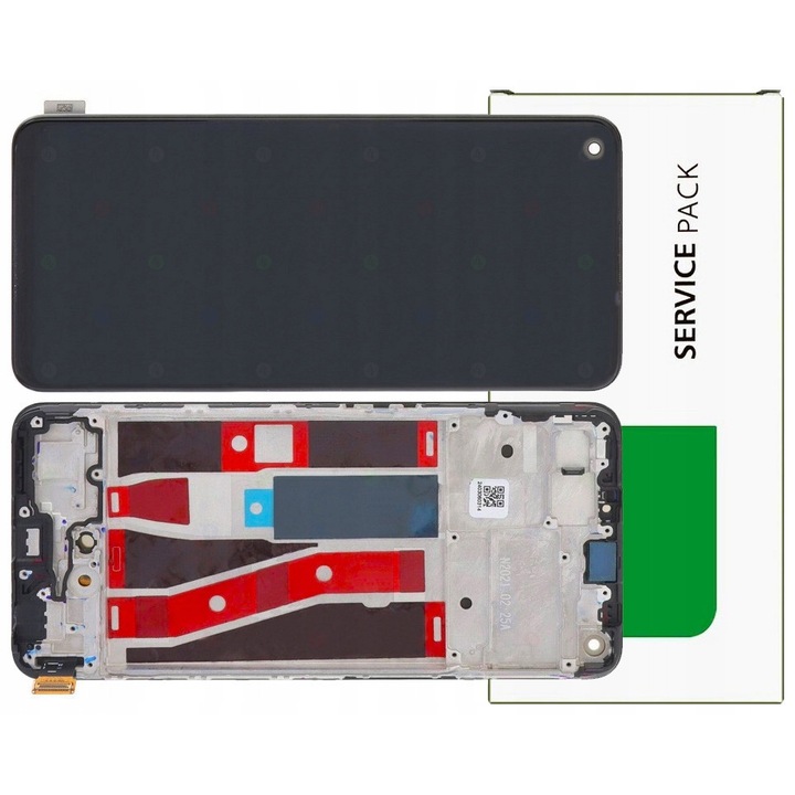 Eredeti kijelző Oppo Reno5 Lite-hoz, 6,43'', AMOLED, fekete, kerettel, Oppo