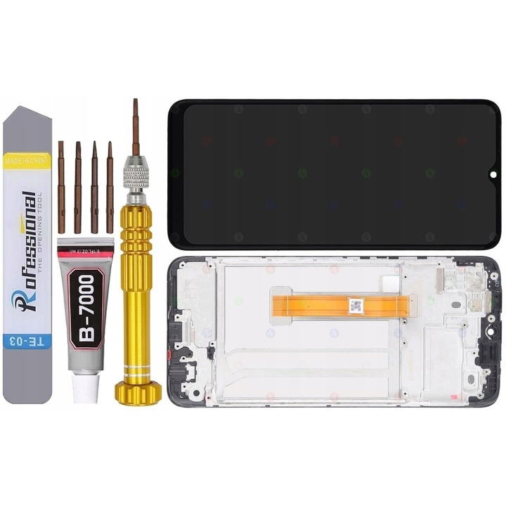 LCD kijelző + digitalizáló kerettel OPPO A15S-hez, 6,52'', Fekete, OPPO