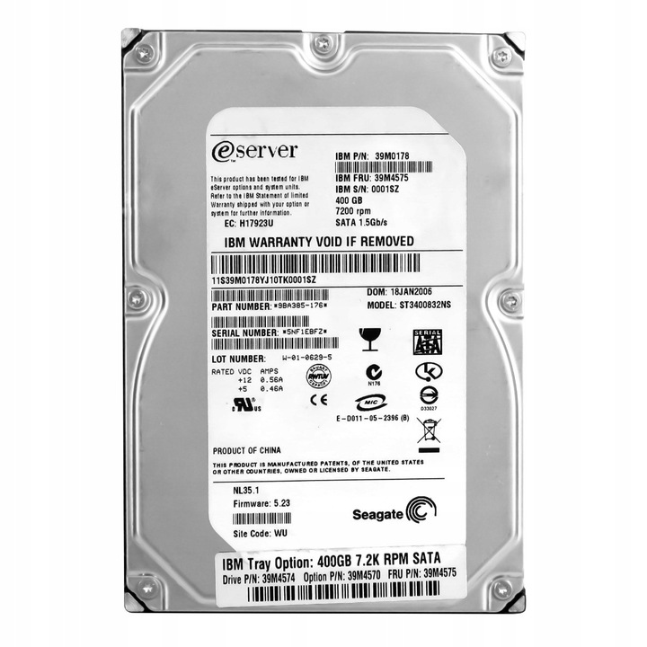 Merevlemez 400GB 7.2K 8MB SATA 3.5'' IBM