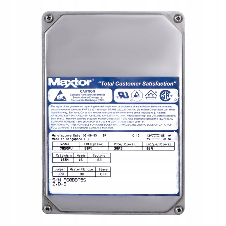 Hard Disk 3.5'', Maxtor 7850AV, 853MB, ATA, 3551RPM