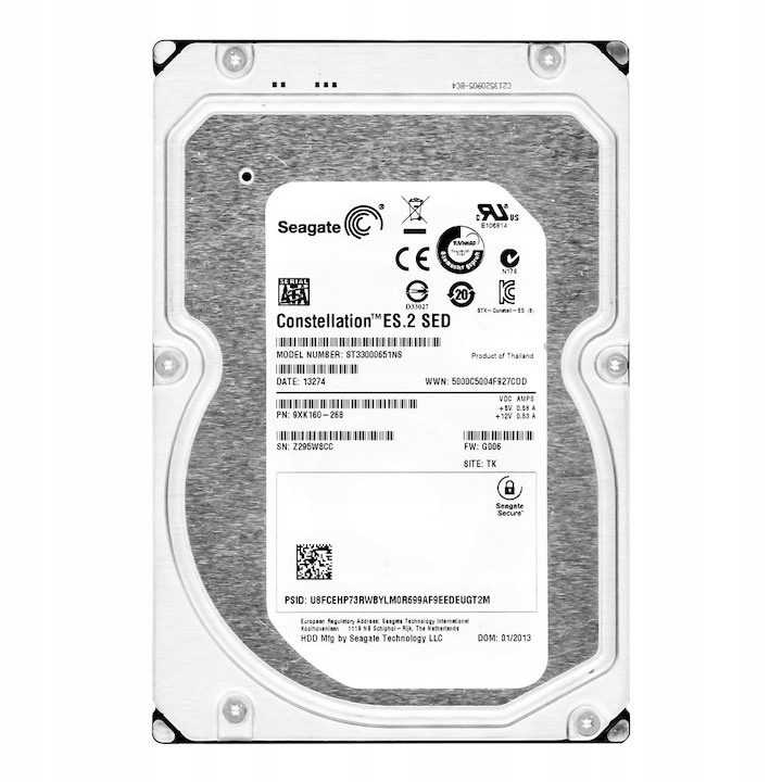 Hard Disk 3.5" Seagate 3TB SATA III 7200 RPM, 64MB Cache, SED