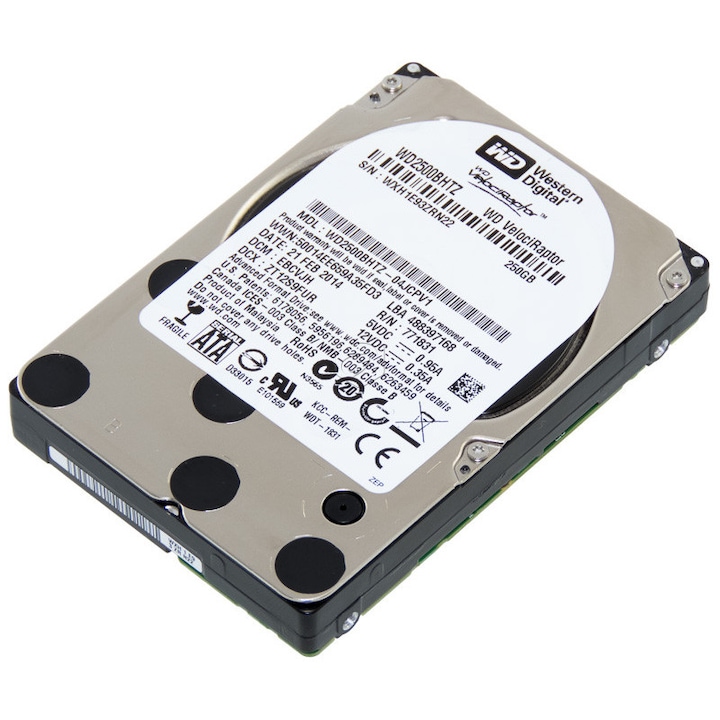 Merevlemez 250GB, WD VELOCIRAPTOR, 10000RPM, SATA III, 2.5"