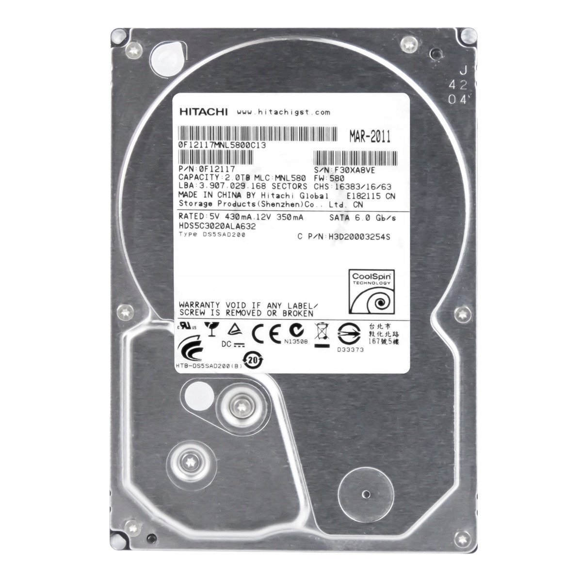 Hard Disk 2TB Hitachi DeskStar 5K3000 5940RPM 32MB SATA III 3.5