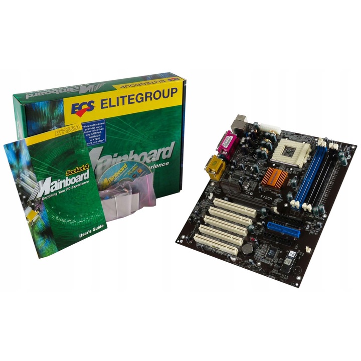 Placa de baza ECS K7S5A, Socket 462, 2 sloturi DDR, 5 sloturi PCI, format ATX