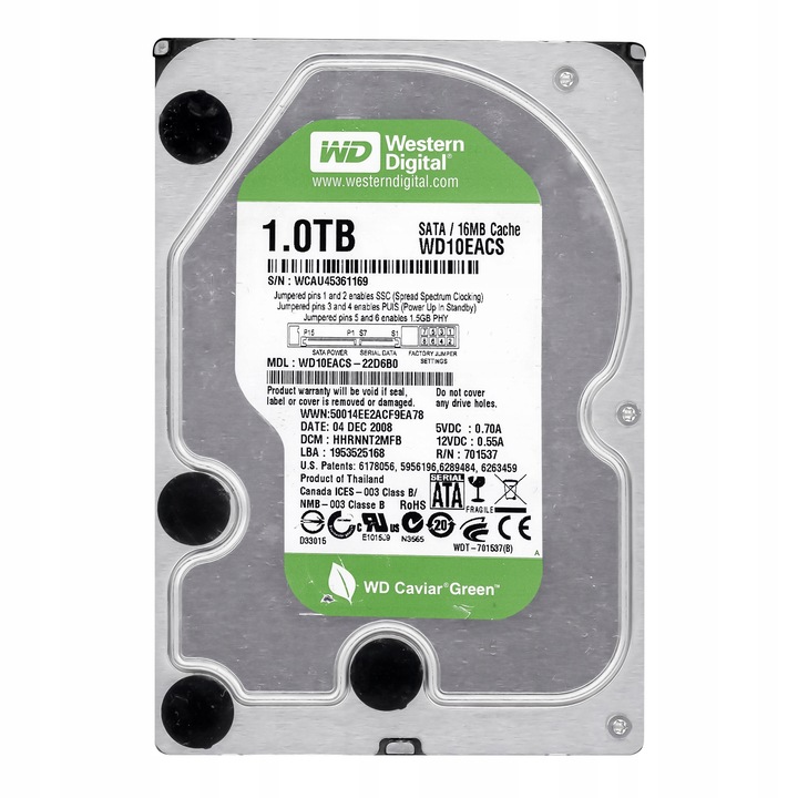 Merevlemez 1TB Western Digital Caviar Green 7200RPM SATA II 3.5''
