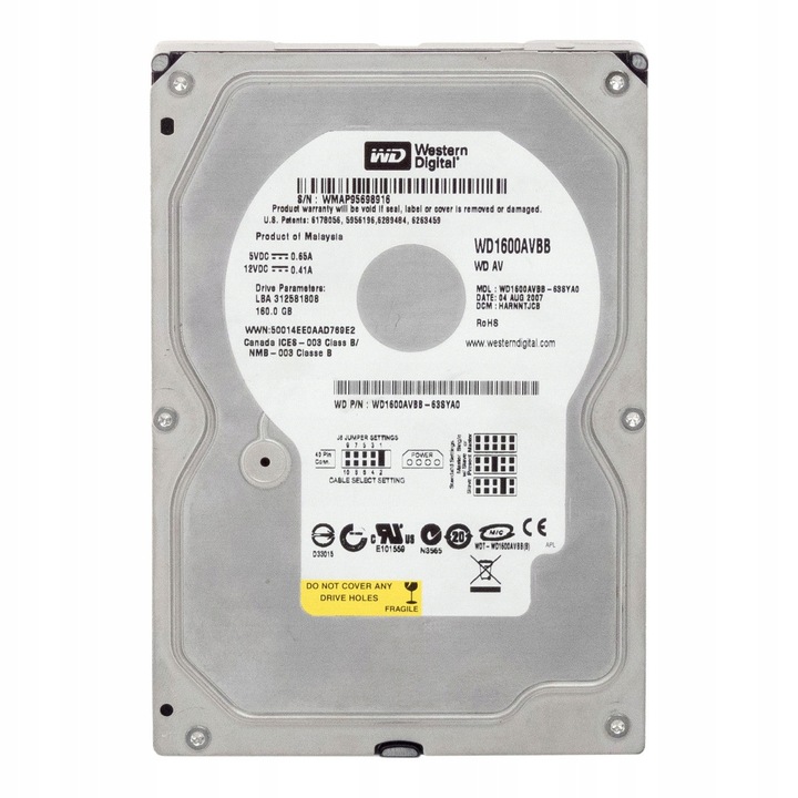 Hard Disk 3.5'' 160GB Western Digital WD1600AVBB 7200RPM ATA