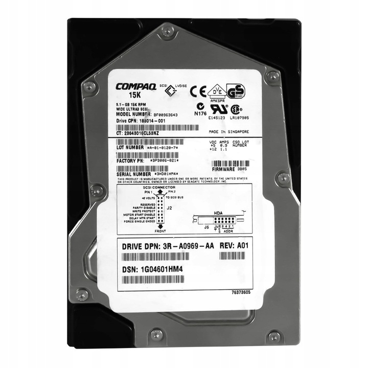 Merevlemez Compaq 3.5'' 9.1GB 15000RPM SCSI Ultra3 4MB