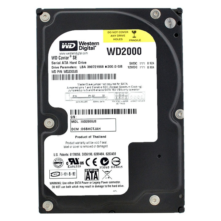 Hard Disk 200GB Western Digital WD2000JS 7200RPM 8MB SATA II 3,5"