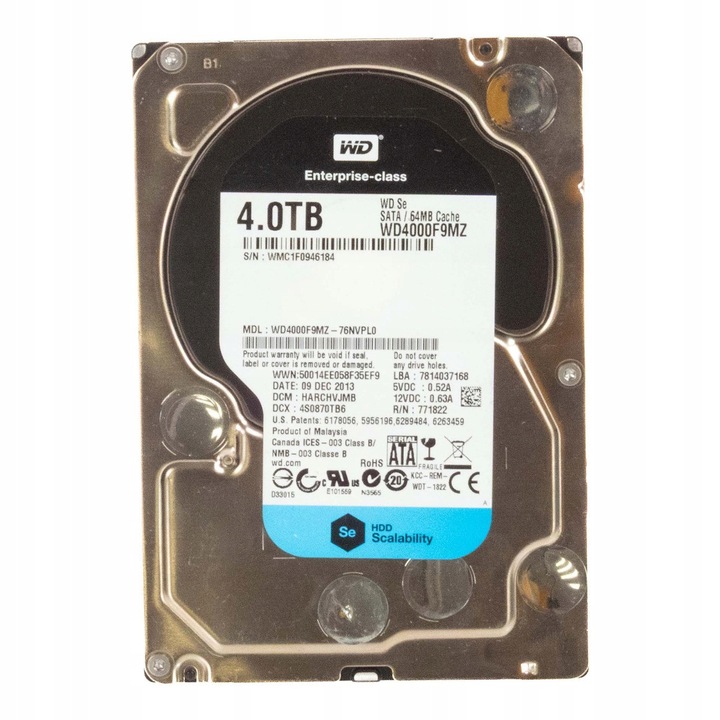 Merevlemez 4TB, Western Digital, 7200RPM, SATA III, 3.5''