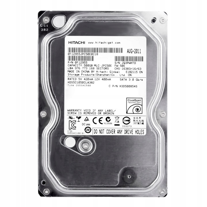 Hard Disk 3.5'' Hitachi DeskStar 500GB 5700RPM SATA II 8MB