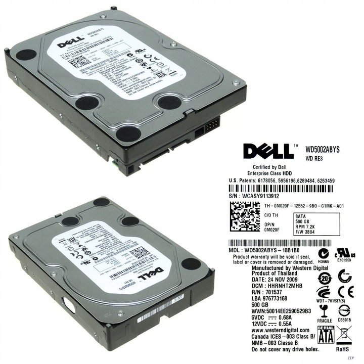 Merevlemez 500GB Dell 3.5" SATA 7200RPM