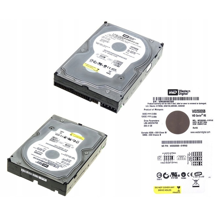 Hard Disk 250GB, Western Digital, 7200RPM, ATA, 3.5''
