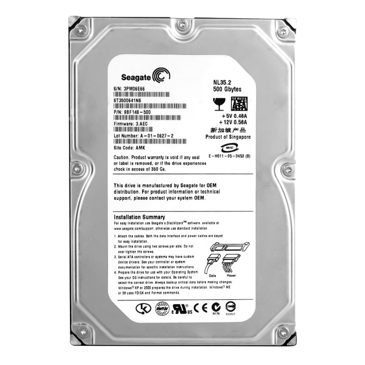 Hard Disk 500GB Seagate NL35.2 7200RPM 8MB SATA II 3.5''