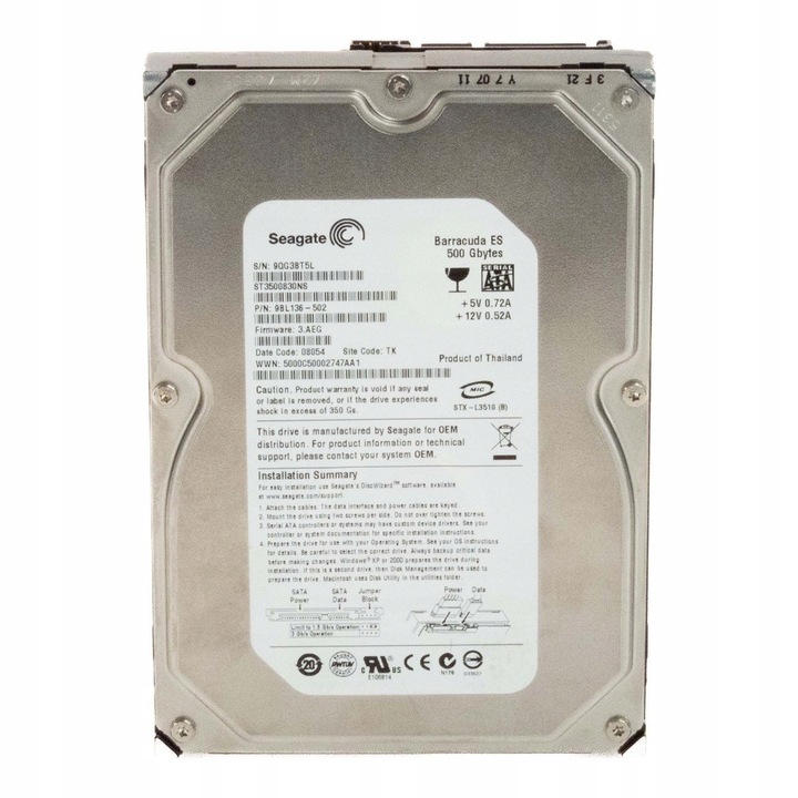 Hard Disk 500GB, Seagate Barracuda ES, 7200RPM, SATA II, 3.5''