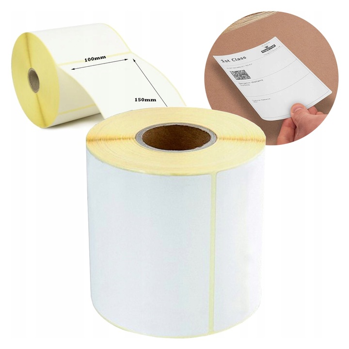 Öntapadós címkekészlet 100x150mm, 350 db, fehér, hőnyomtatáshoz