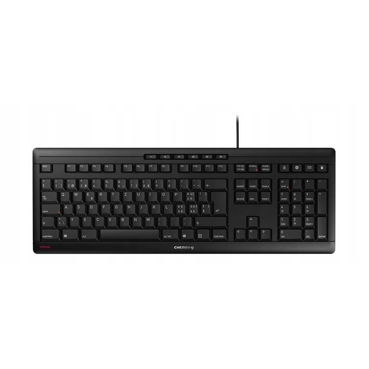 Tastatura Cherry QWERTZ USB, 105 taste, 10 taste rapide, neagra, standard 463x163x18mm