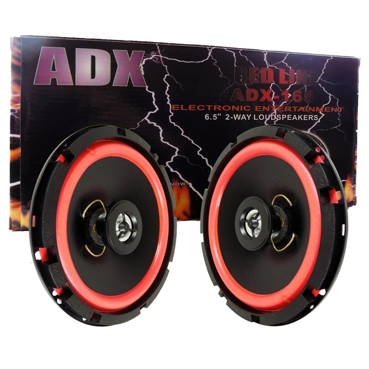 Boxe auto ADX, model Red Line, 2 cai, 300W, negru, 165mm