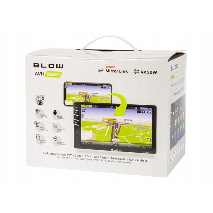 Radio multimedia BLOW AVH-9920, GPS, Bluetooth, camera de marsarier, 7 inch, 2 DIN