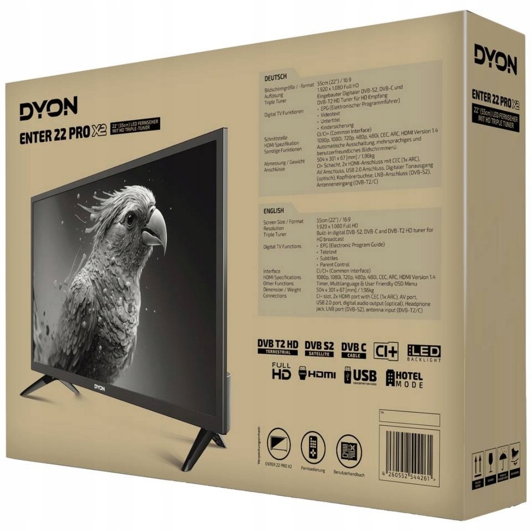 Televizor LCD Dyon Enter 22 Pro X2 Full HD 22", negru, 2x HDMI, USB