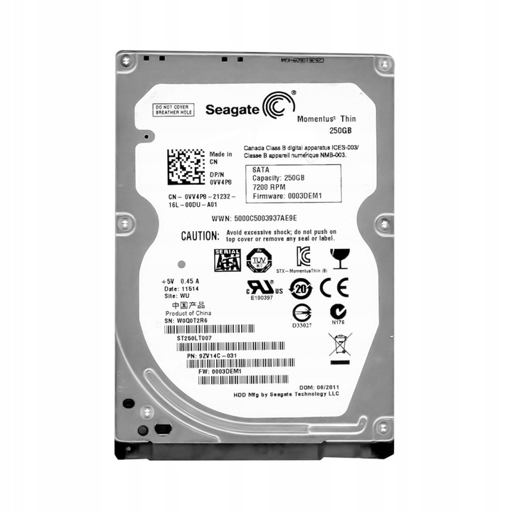 Merevlemez 2.5'' Seagate Momentus 250GB 7200rpm SATA II 16MB