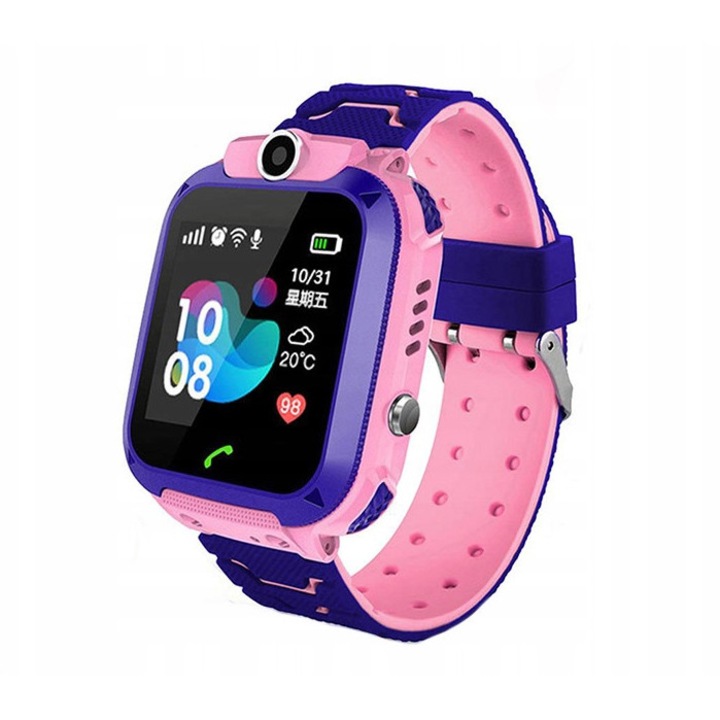 Ceas copii Smartwatch Q12, roz, GPS, camera 5 MP, 1,44 inch, set complet