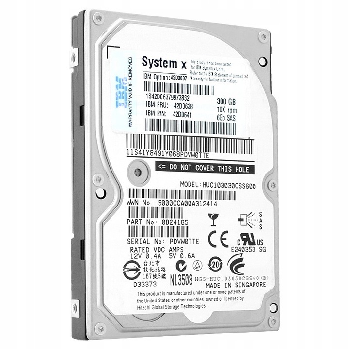 Merevlemez 300GB 10K 64MB SAS-2 2.5'' IBM