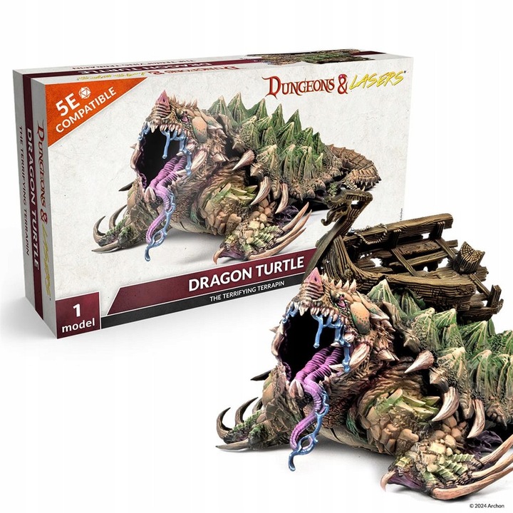 Figurina Dungeons and Lasers, Dragon Turtle, model mare, neasamblata, necolorata