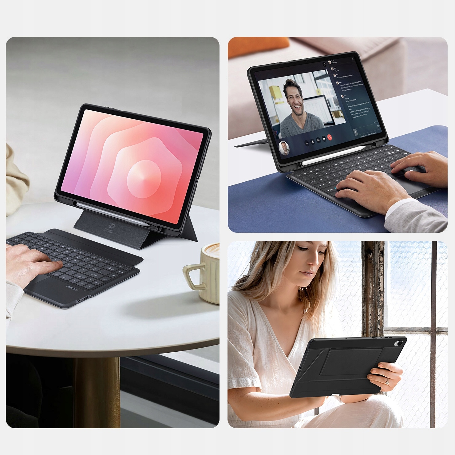 Husa cu tastatura iluminata Dux Ducis pentru Samsung Galaxy Tab S11, QWERTY US, neagra, 11.0"