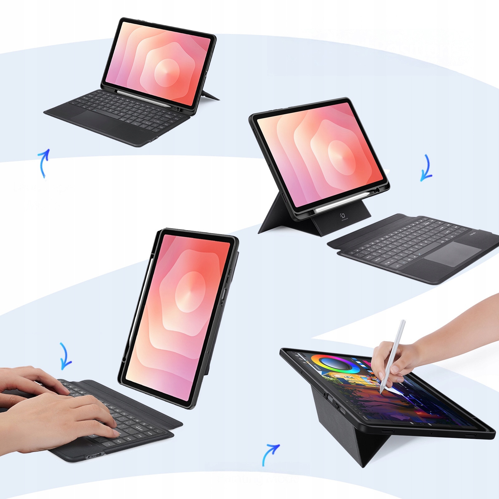 Husa cu tastatura iluminata Dux Ducis pentru Samsung Galaxy Tab S11, QWERTY US, neagra, 11.0"