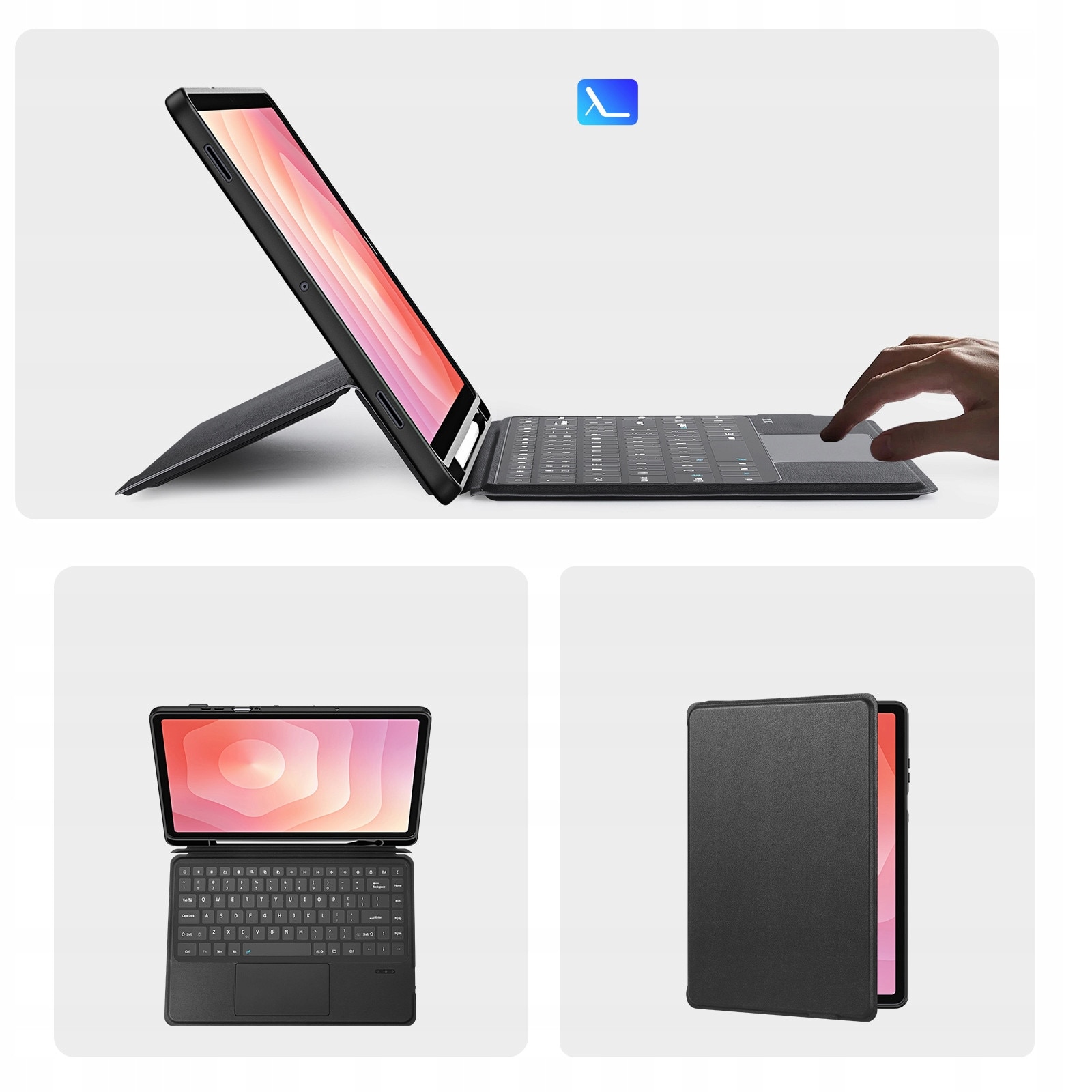 Husa cu tastatura iluminata Dux Ducis pentru Samsung Galaxy Tab S11, QWERTY US, neagra, 11.0"