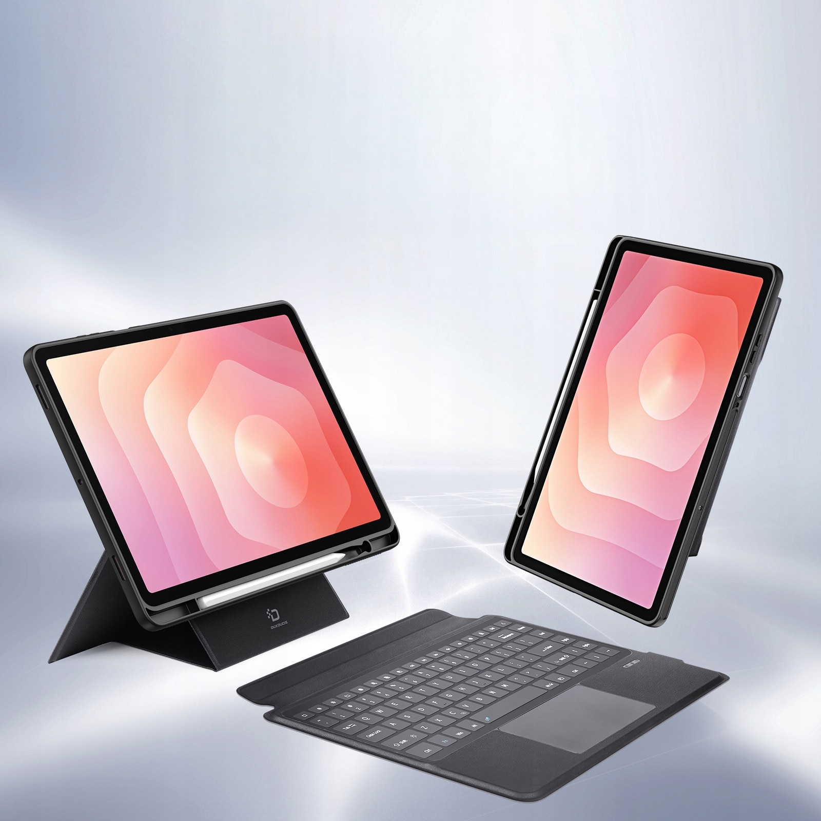 Husa cu tastatura iluminata Dux Ducis pentru Samsung Galaxy Tab S11, QWERTY US, neagra, 11.0"