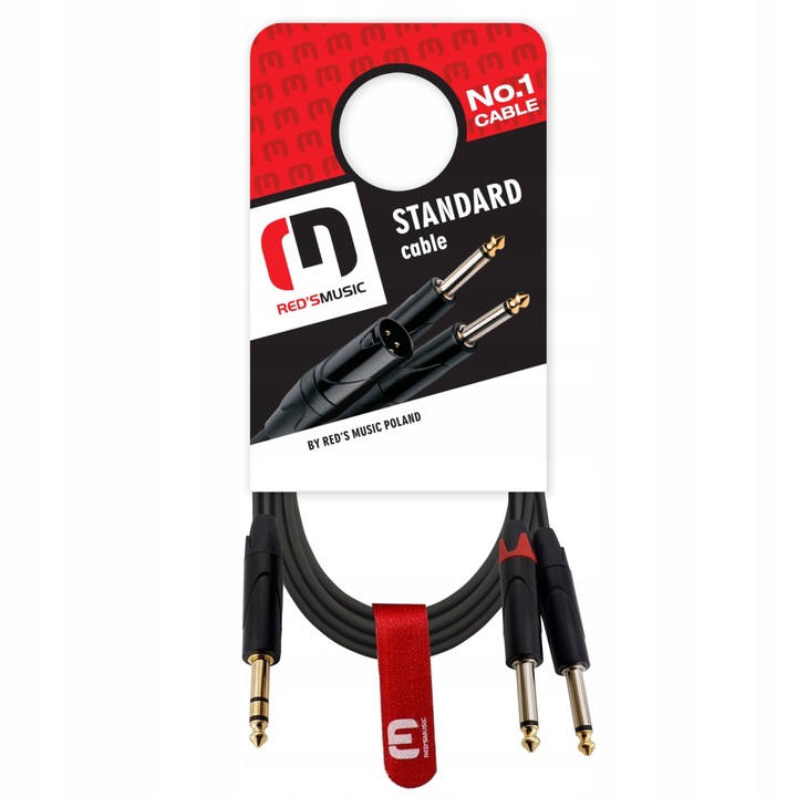 Cablu audio Red's Music, model AU12, 2x Jack stereo 6.3mm - 2x Jack mono 6.3mm, 5m, negru mat