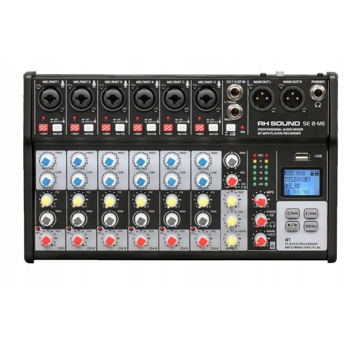 Mikser audio GEMINI GEM-08USB, 8 canale, Bluetooth, USB, 2 magistrale