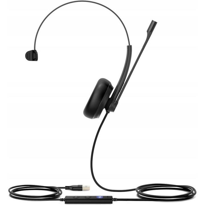 Casti videoconferinta, Yealink UH34 Mono TEAMS, USB-A, Jack 3,5 mm, negru, 88g