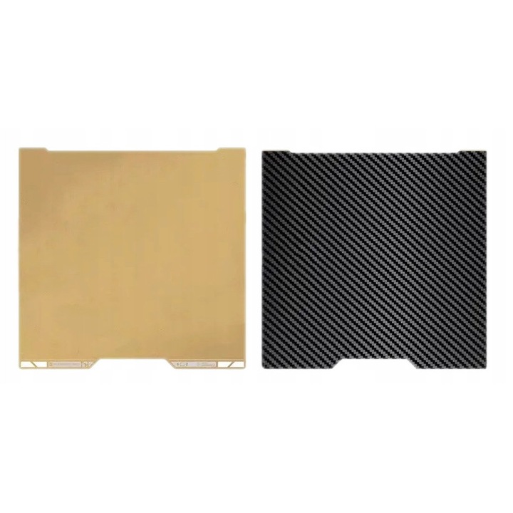 Placa dubla PET+PEI pentru imprimante Bambu Lab H2D/H2S, textura sablata si fibra de carbon, 355x346mm